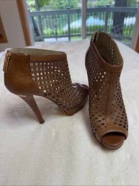 Michael Kors Graham caged cut out Peep-Toe Stiletto Booties vintage 2014
